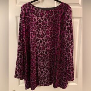 Susan Graver fuchsia pink leopard burnout top